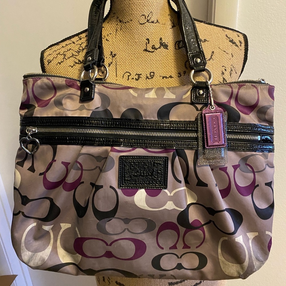 Coach grey & purple handbag